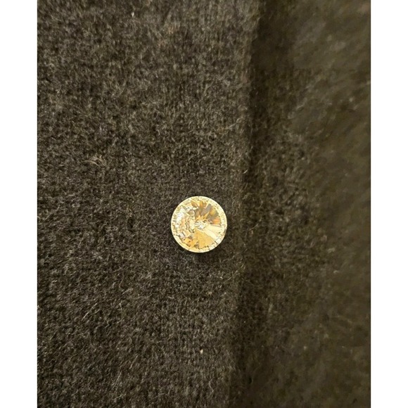 Womens Black Cashmere Sweater Rhinestones Classic Goth Wedding Formal Church - Picture 5 of 7